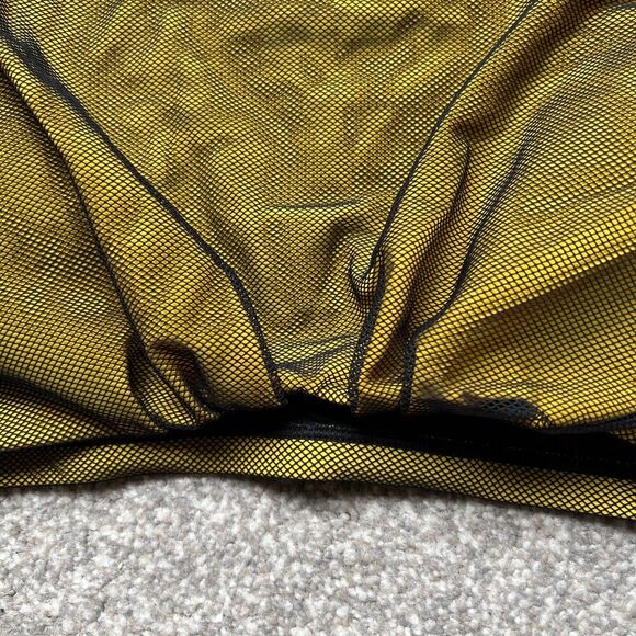 DKNY SWIM sz L Mesh Overlay Army Green Black Modest Cap Sleeve Crop Cumin - Picture 6 of 7